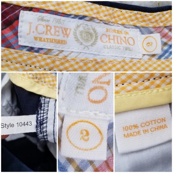2 Pair Shorts J. CREW Size 2 Pink Multi Print Stretch Solid Navy Blue Khaki - Picture 6 of 13